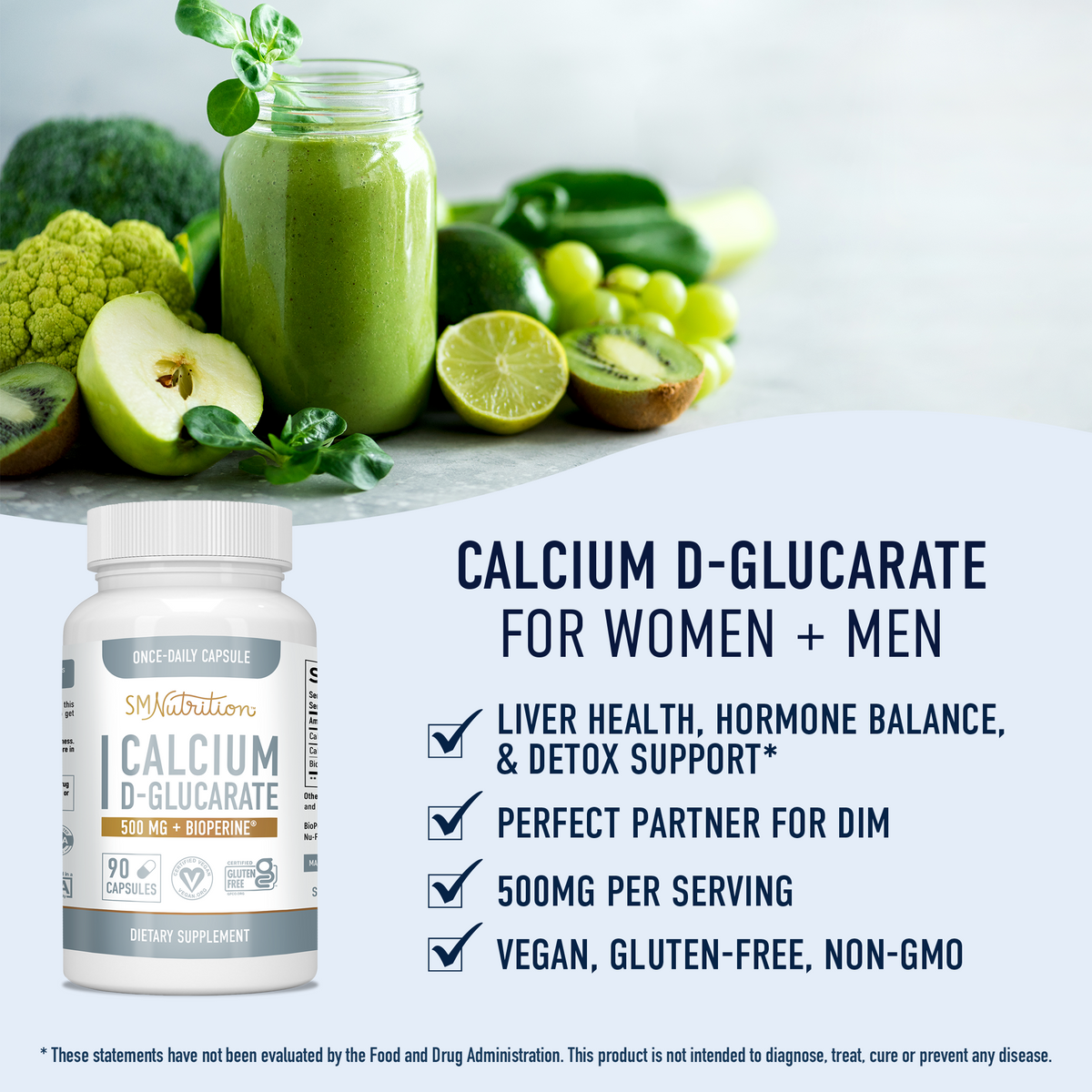 Calcium D Glucarate 500mg, 90 Capsules