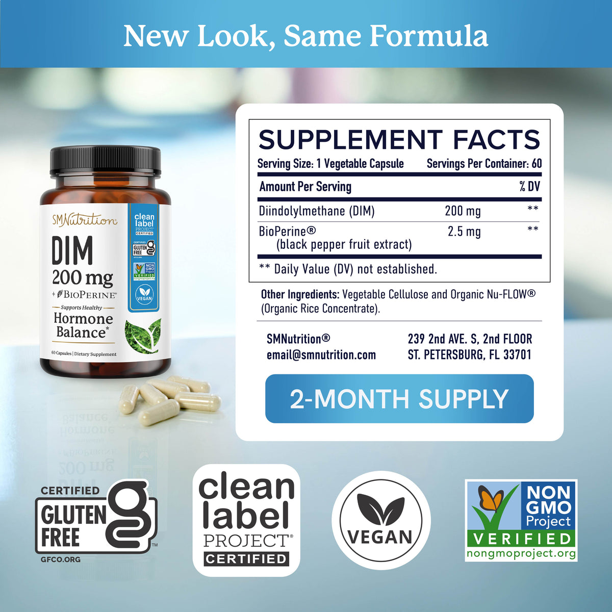 DIM Supplement 200 mg (120 Ct) | Estrogen Balance for Women & Men | Hormone Balance, Hormonal Acne Supplements, Menopause, Antioxidant & PMS Support | Doctor-Formulated & Non-GMO | 4 Month Supply