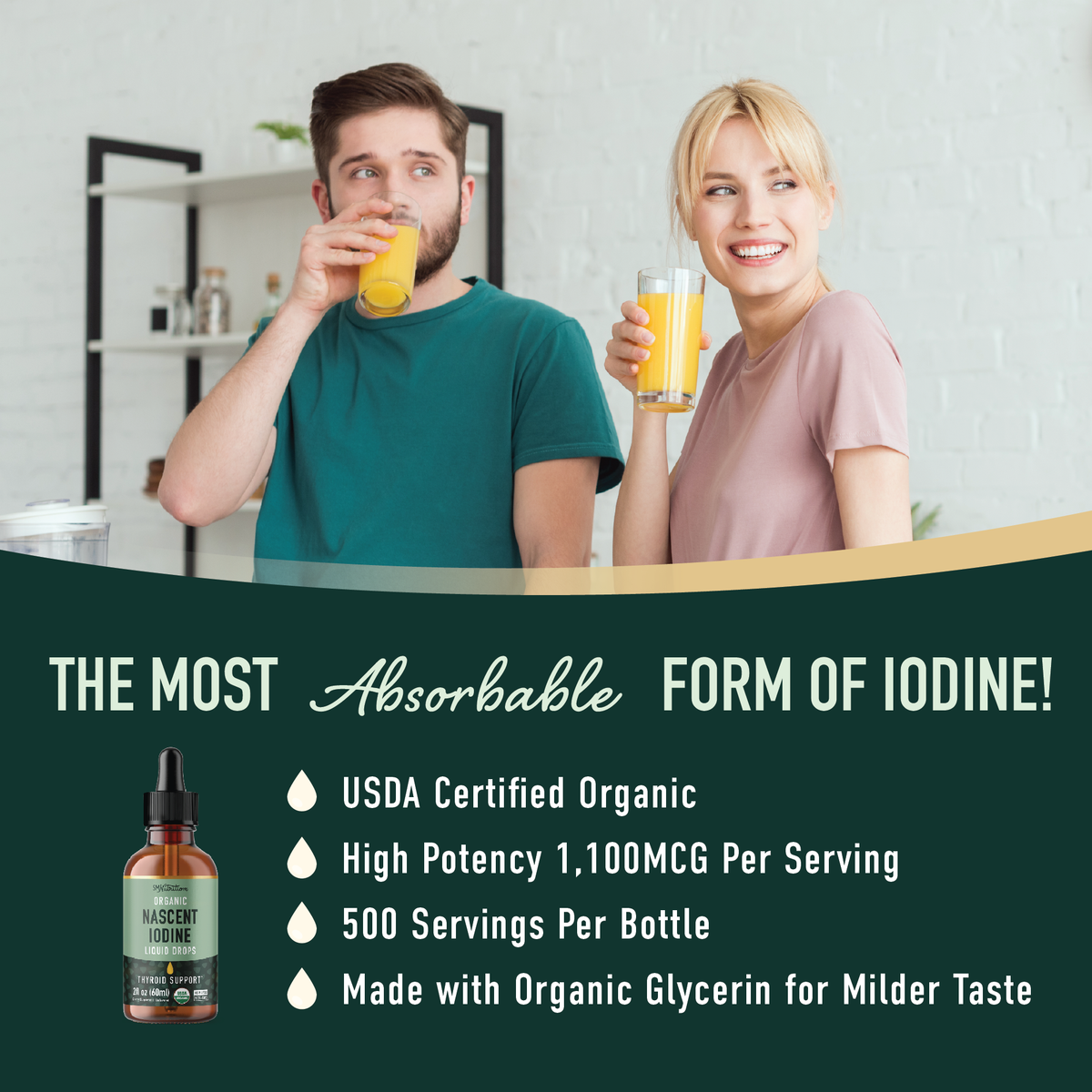 Organic Nascent Liquid Iodine Drops, 2 Fl. Oz.