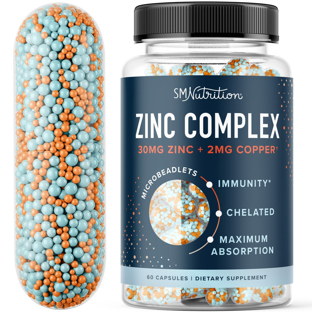 Advanced Zinc Microbeadlets With Copper, 60 Capsules - SMNutrition