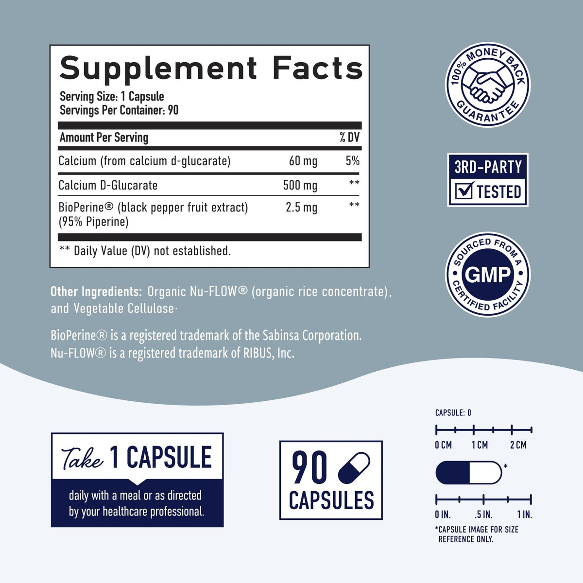 Calcium D Glucarate 500mg, 90 Capsules - SMNutrition