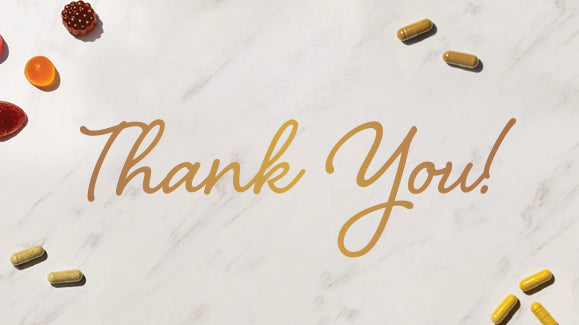 Text 'Thank You!' on a white background with colorful candies.
