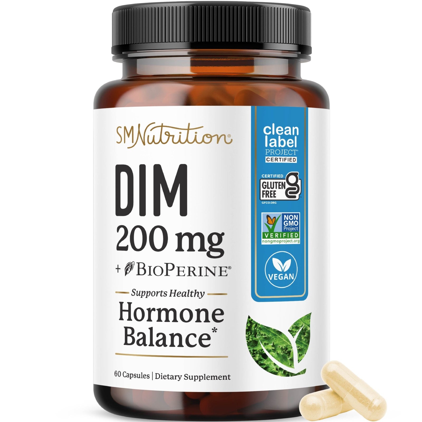 DIM 200mg with BioPerine, 60 Capsules - SMNutrition