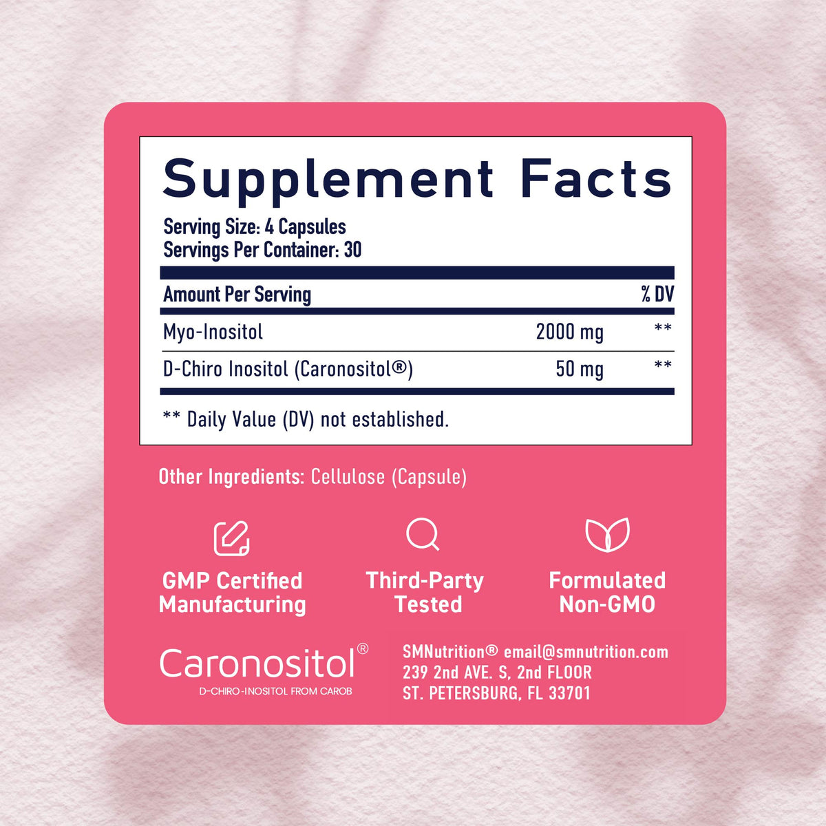 Myo &amp; D - Chiro Inositol, 40:1 Ratio (60 Capsules) - SMNutrition