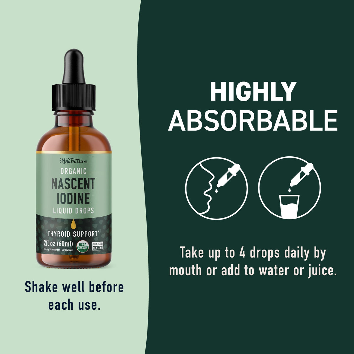 Organic Nascent Liquid Iodine Drops, 2 Fl. Oz. - SMNutrition