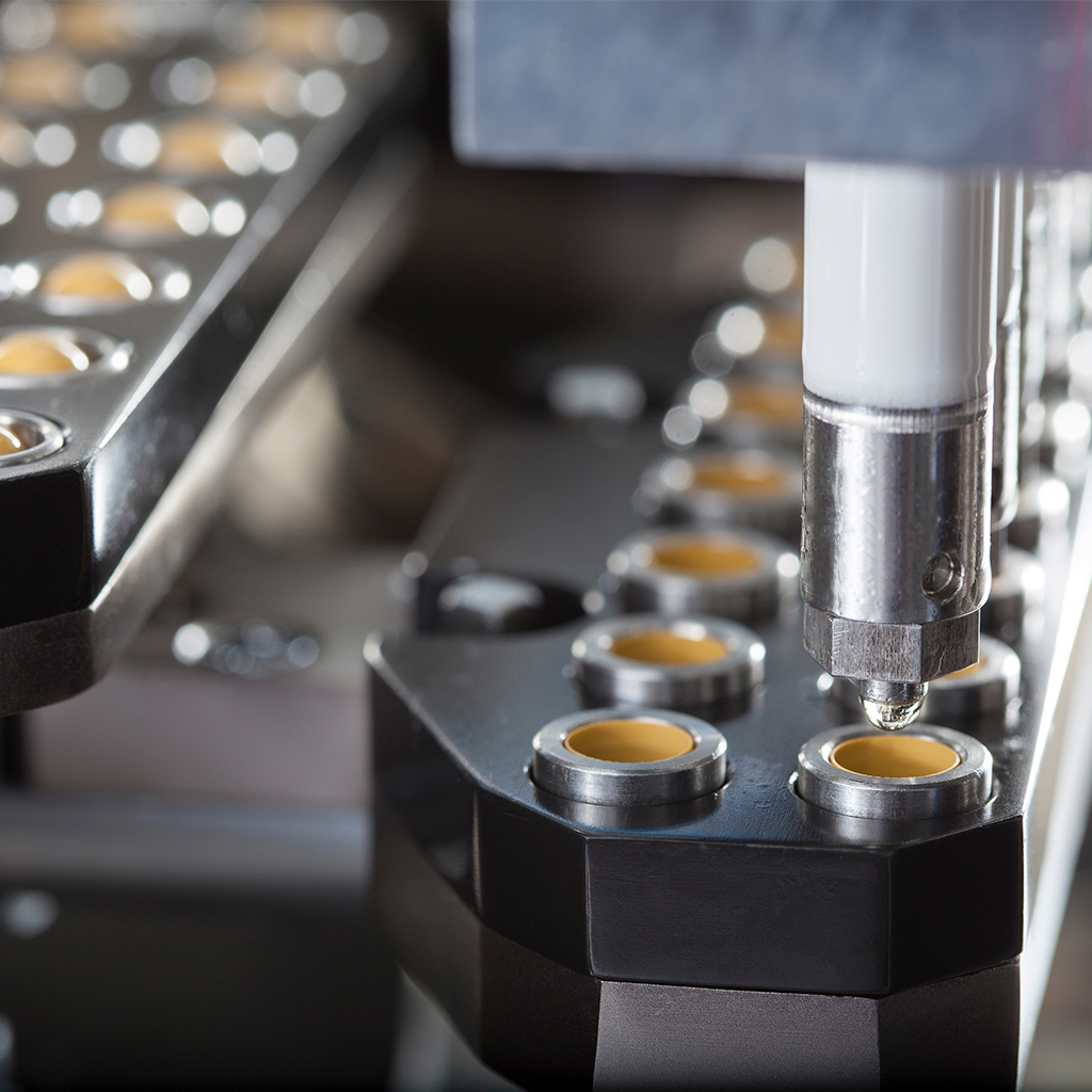 closeup of capsule manufacturing equipment